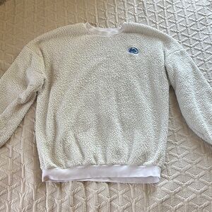 Penn State Off White Crewneck Sweater with Ribbed Hem and Soft Texture